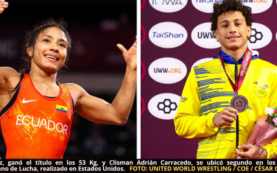 Arribó delegación de lucha de Ecuador que participó en Panamericano de Estados Unidos y donde obtuvo una de oro, con Lucía Yépez, cinco de plata y una de bronce