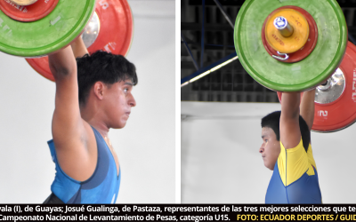 Pastaza, Guayas y Los Ríos se convierten en las mejores durante Campeonato Nacional de Levantamiento de Pesas, categoría U15, varones