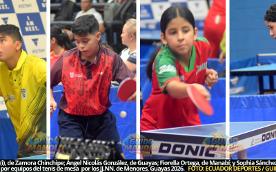 Alexis Romero, de Guayas; y Thayra Buitrón, de Pichincha, cierran con título las competencias de tenis de mesa por los Juegos Nacionales de Menores, GYS 2026